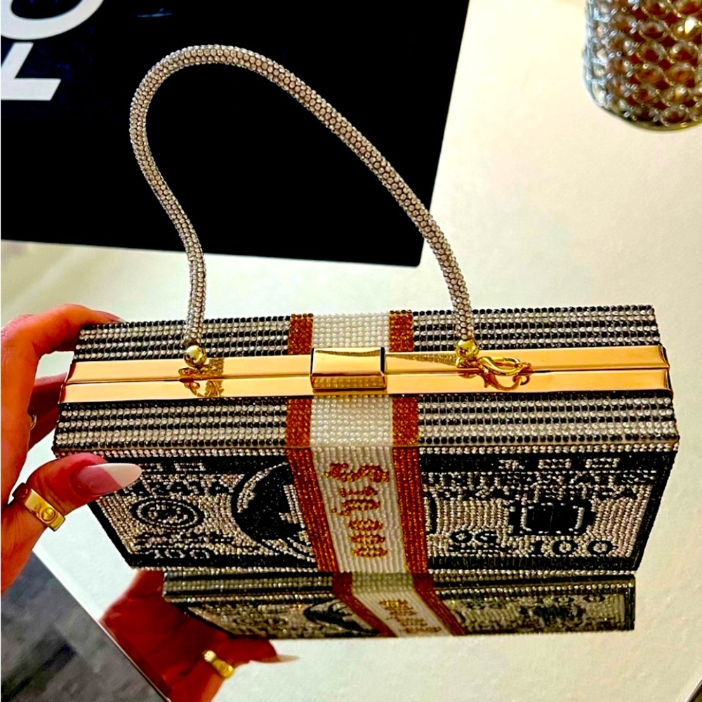 Money clutch Glitter Rhinestone Crystal Purse for Women crystal and metal strap